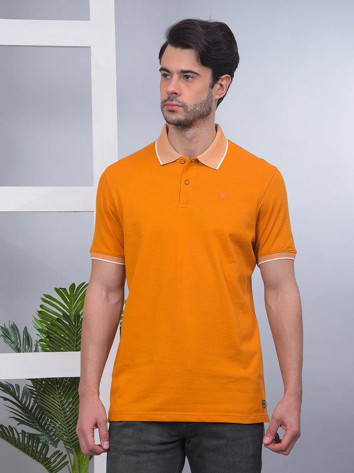 cobb solid mustard polo neck t-shirt