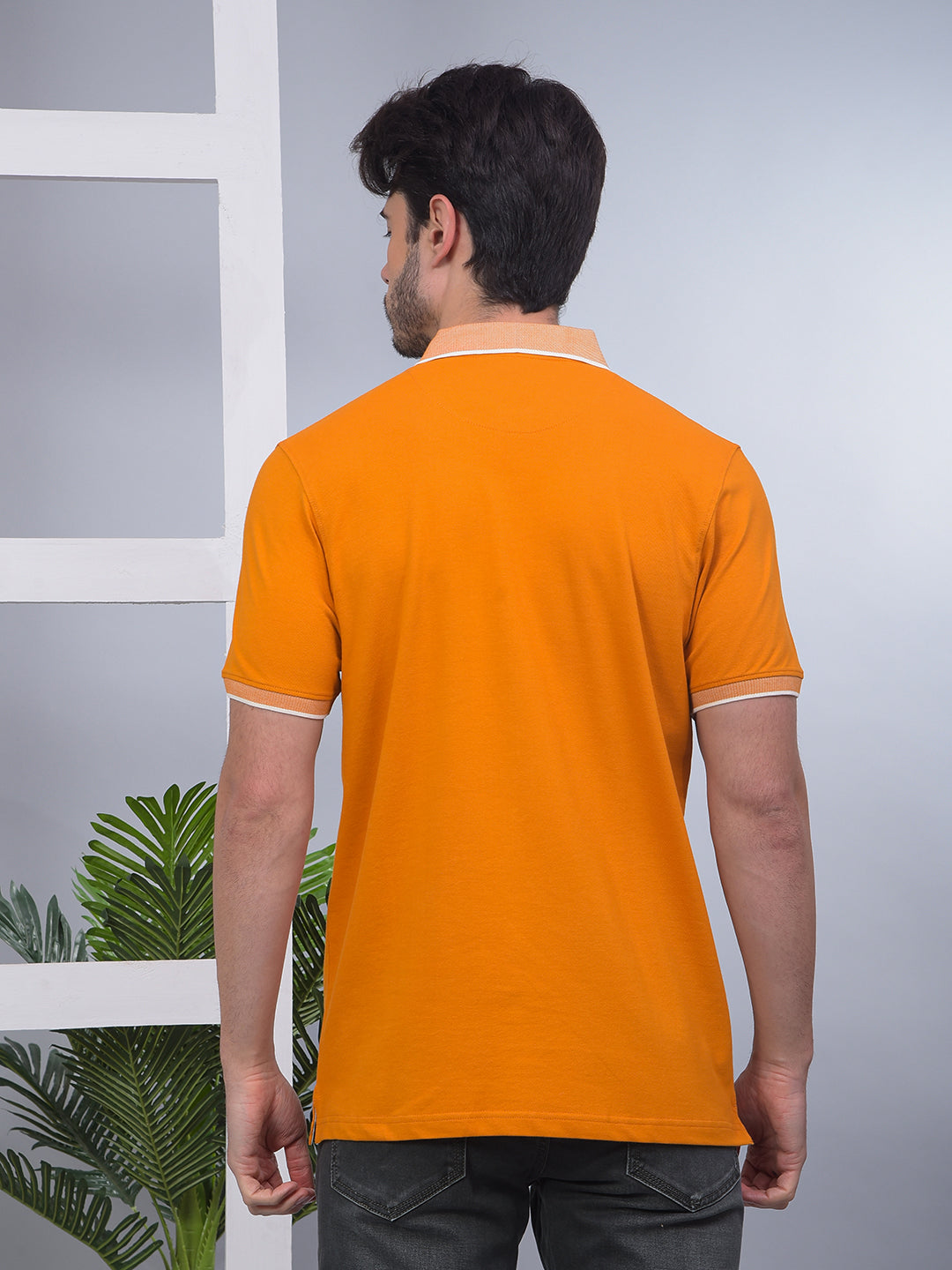 cobb solid mustard polo neck t-shirt