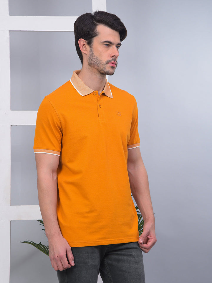 COBB SOLID MUSTARD POLO NECK T-SHIRT