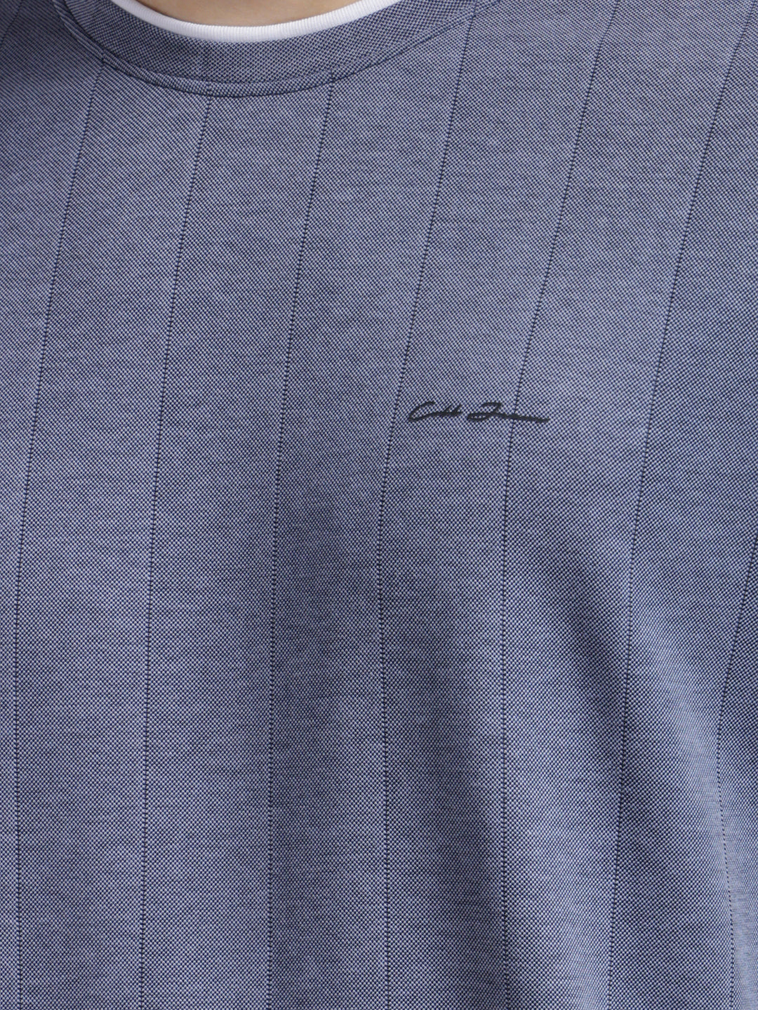 cobb cryola indigo striped round neck t-shirt