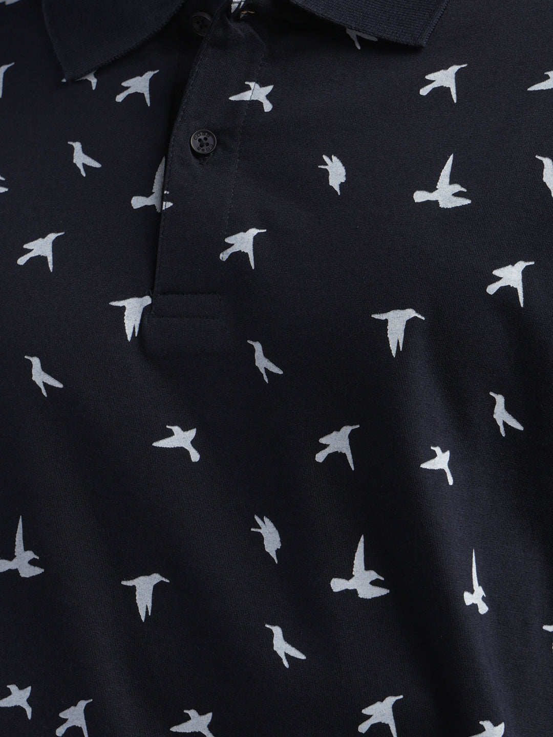 cobb navy blue printed polo neck t-shirt
