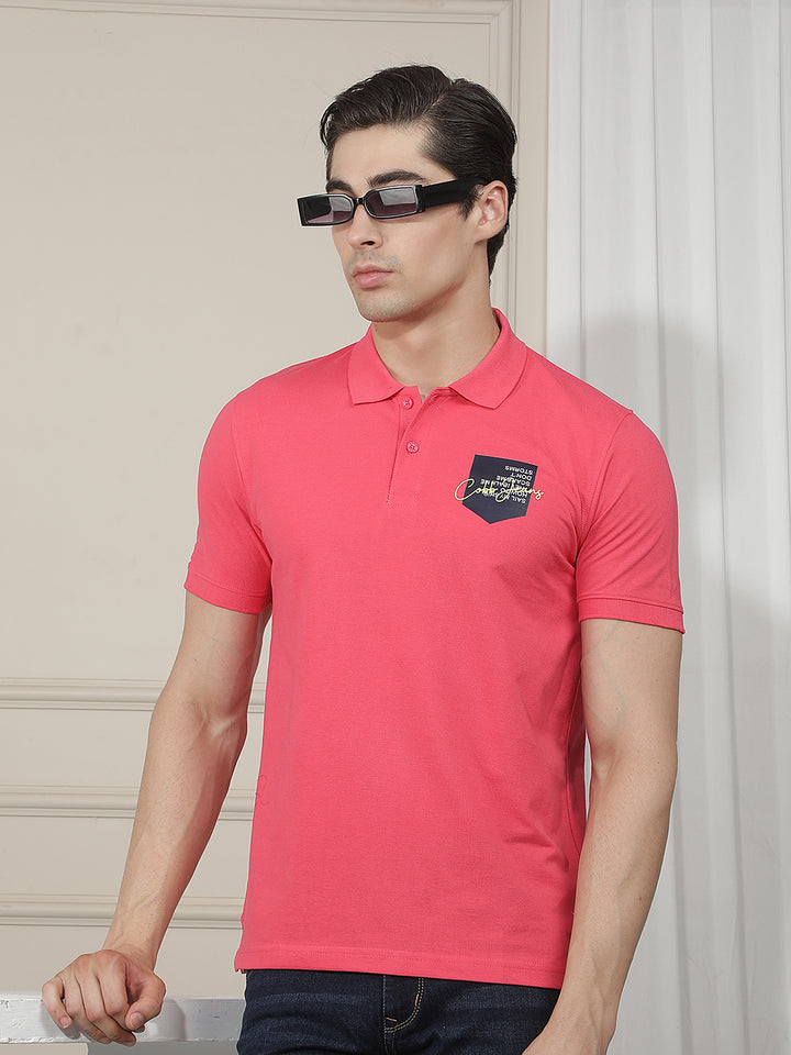 coral printed polo t-shirt