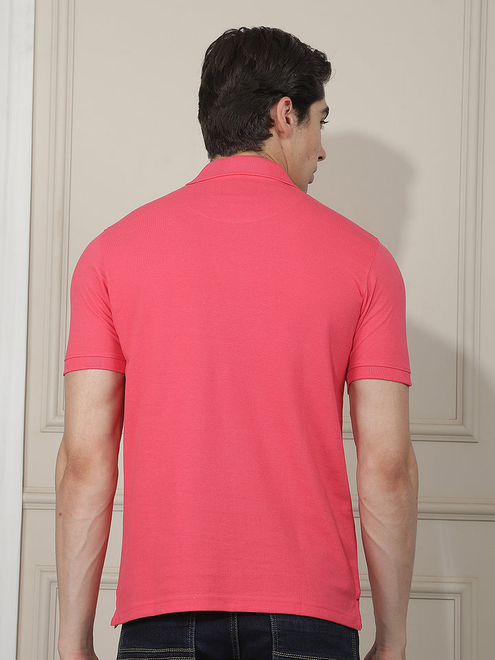 coral printed polo t-shirt