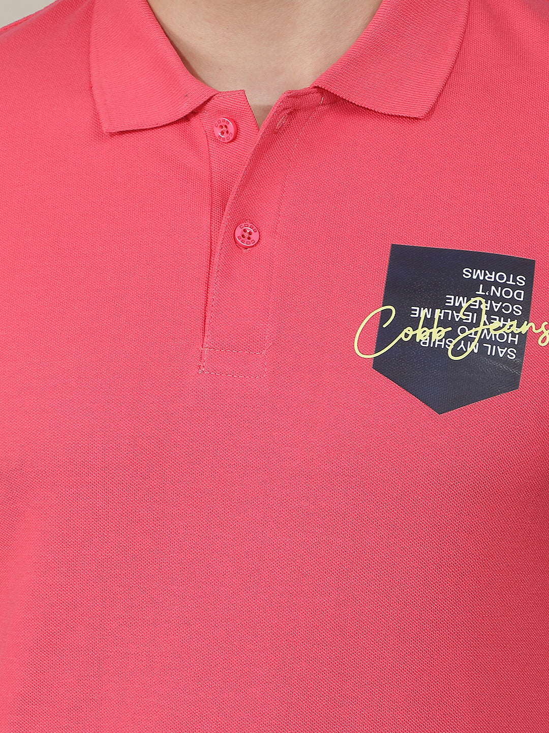 coral printed polo t-shirt