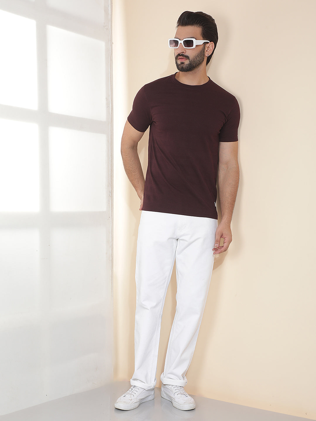 COBB WINE SOLID ROUND NECK T-SHIRT
