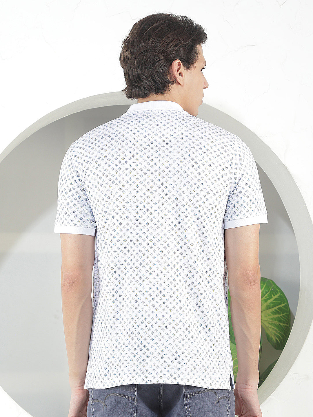 white printed polo t-shirt