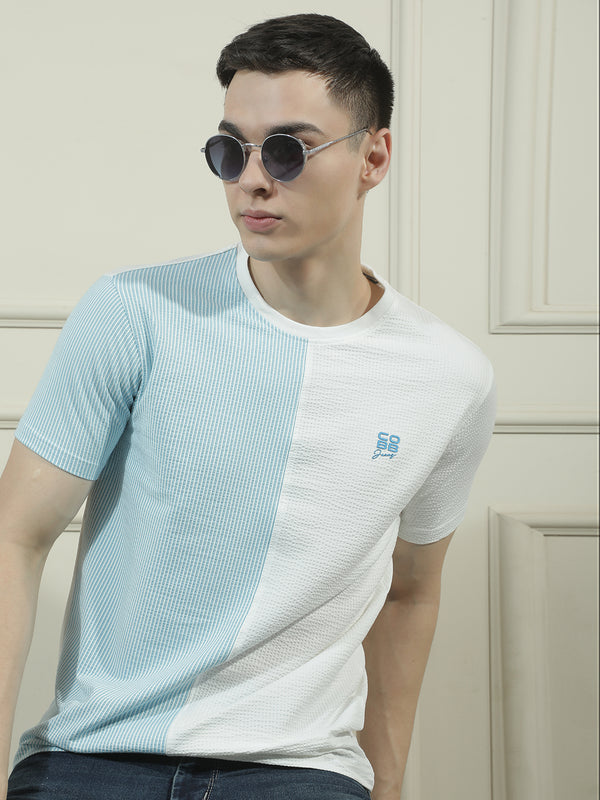 cobb blue solid round neck t-shirt