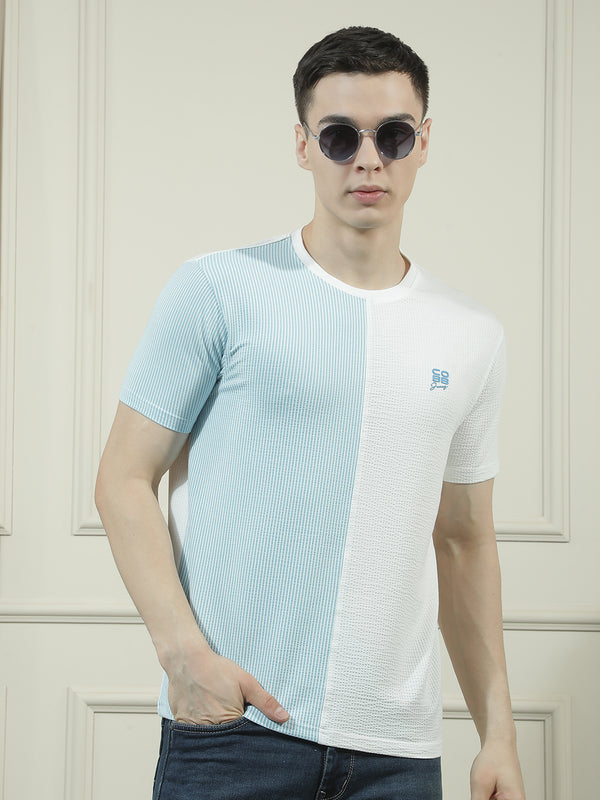 cobb blue solid round neck t-shirt