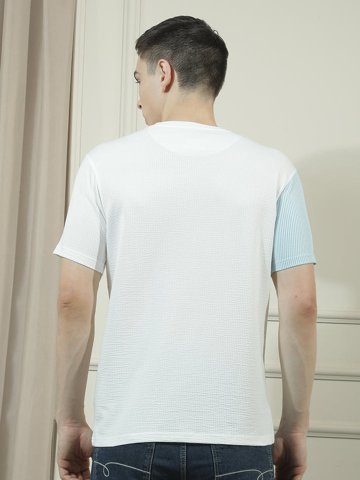 cobb blue solid round neck t-shirt
