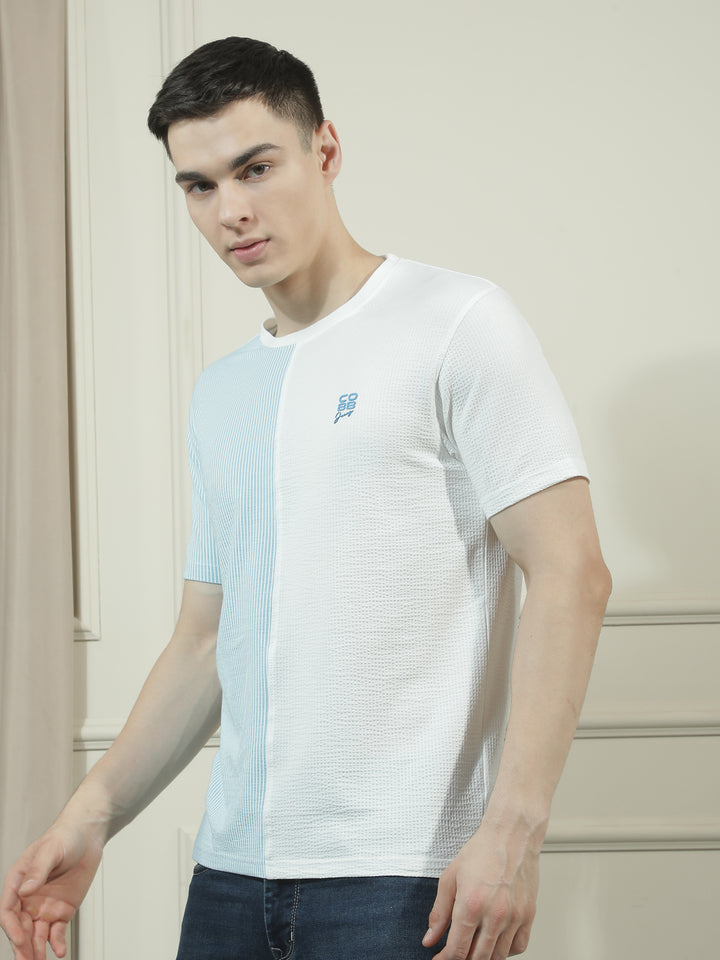 cobb blue solid round neck t-shirt