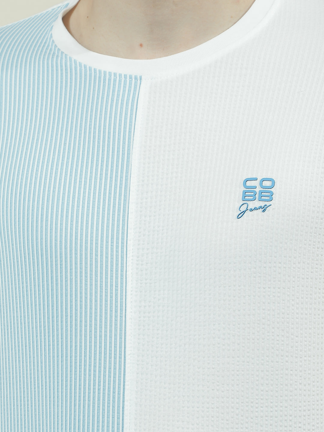 COBB BLUE SOLID ROUND NECK T-SHIRT