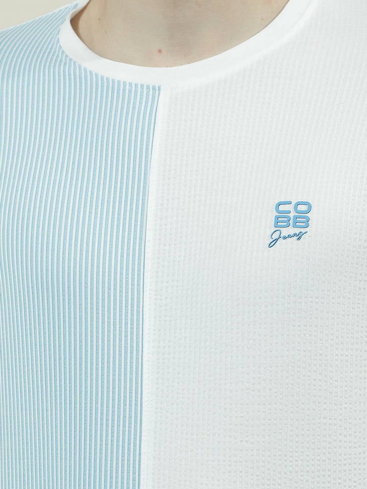 COBB BLUE SOLID ROUND NECK T-SHIRT