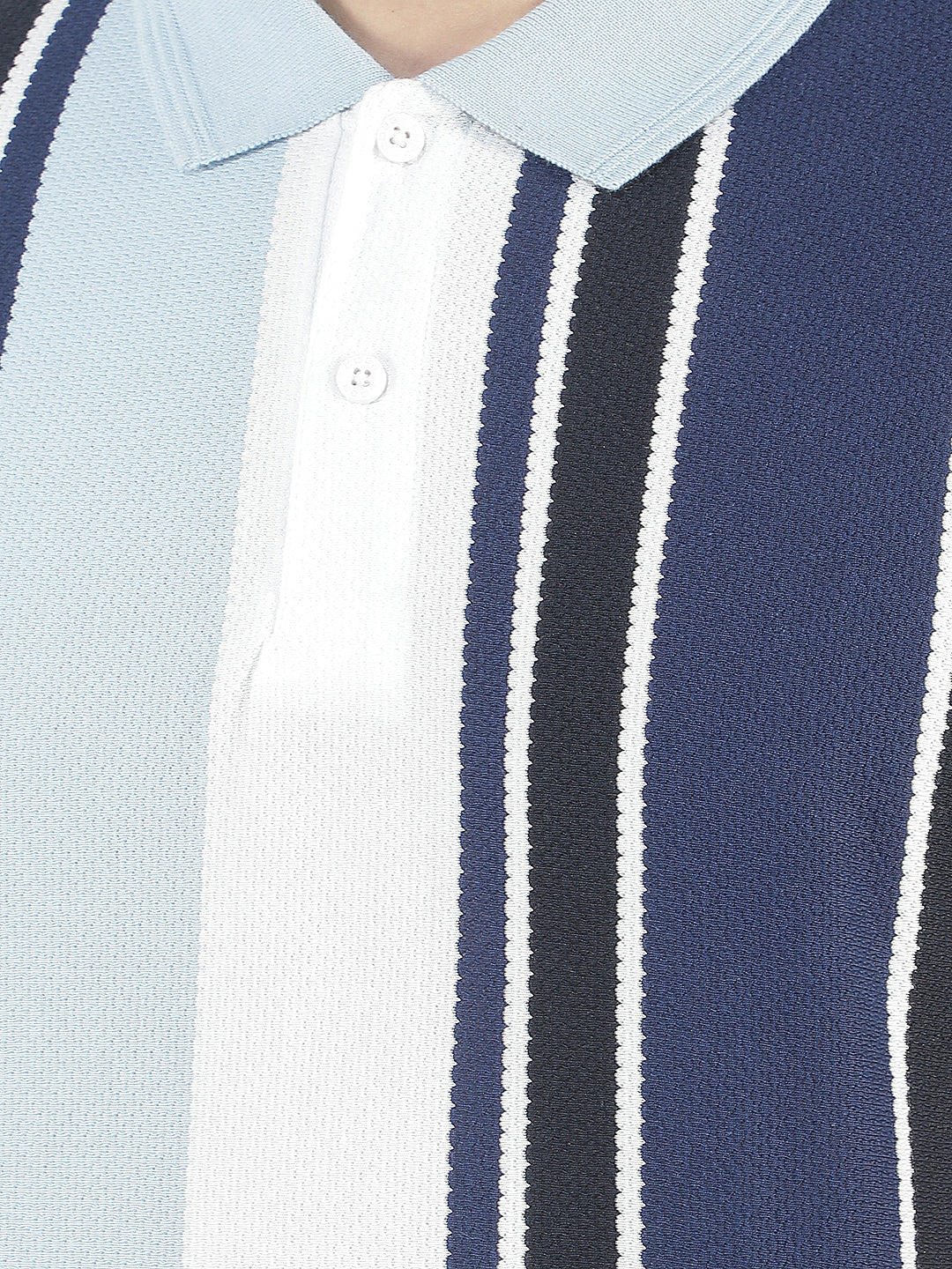 sky blue color-block polo t-shirt