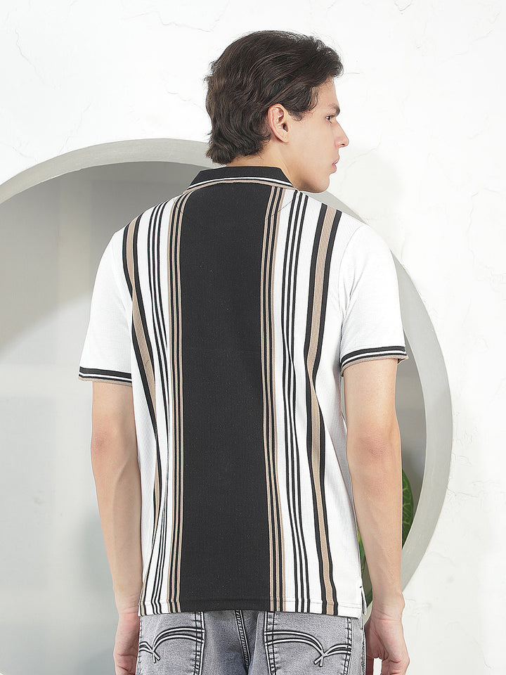 black striped polo t-shirt