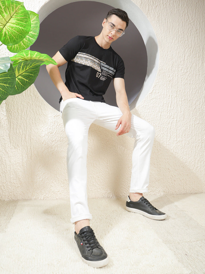 COBB BLACK PRINTED ROUND NECK T-SHIRT