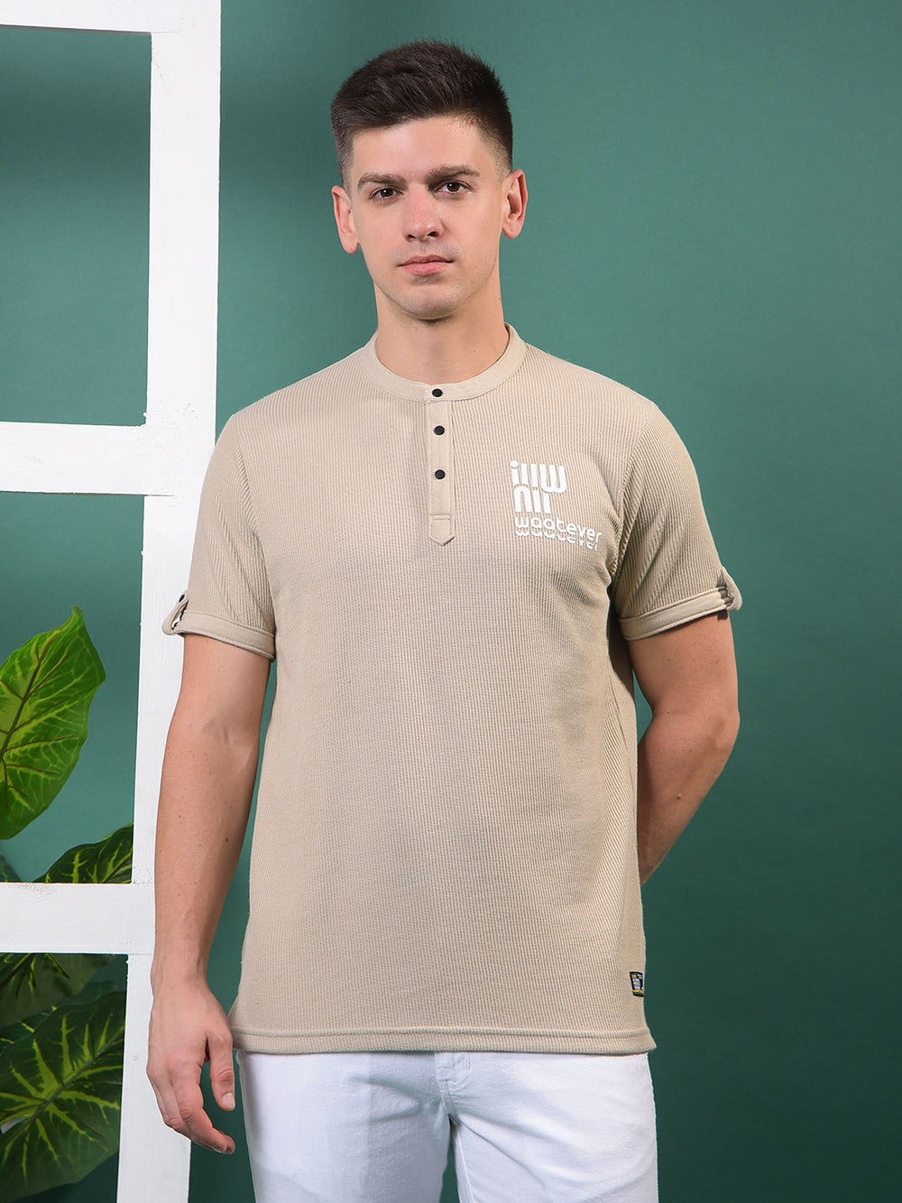 cobb beige printed round neck t-shirt