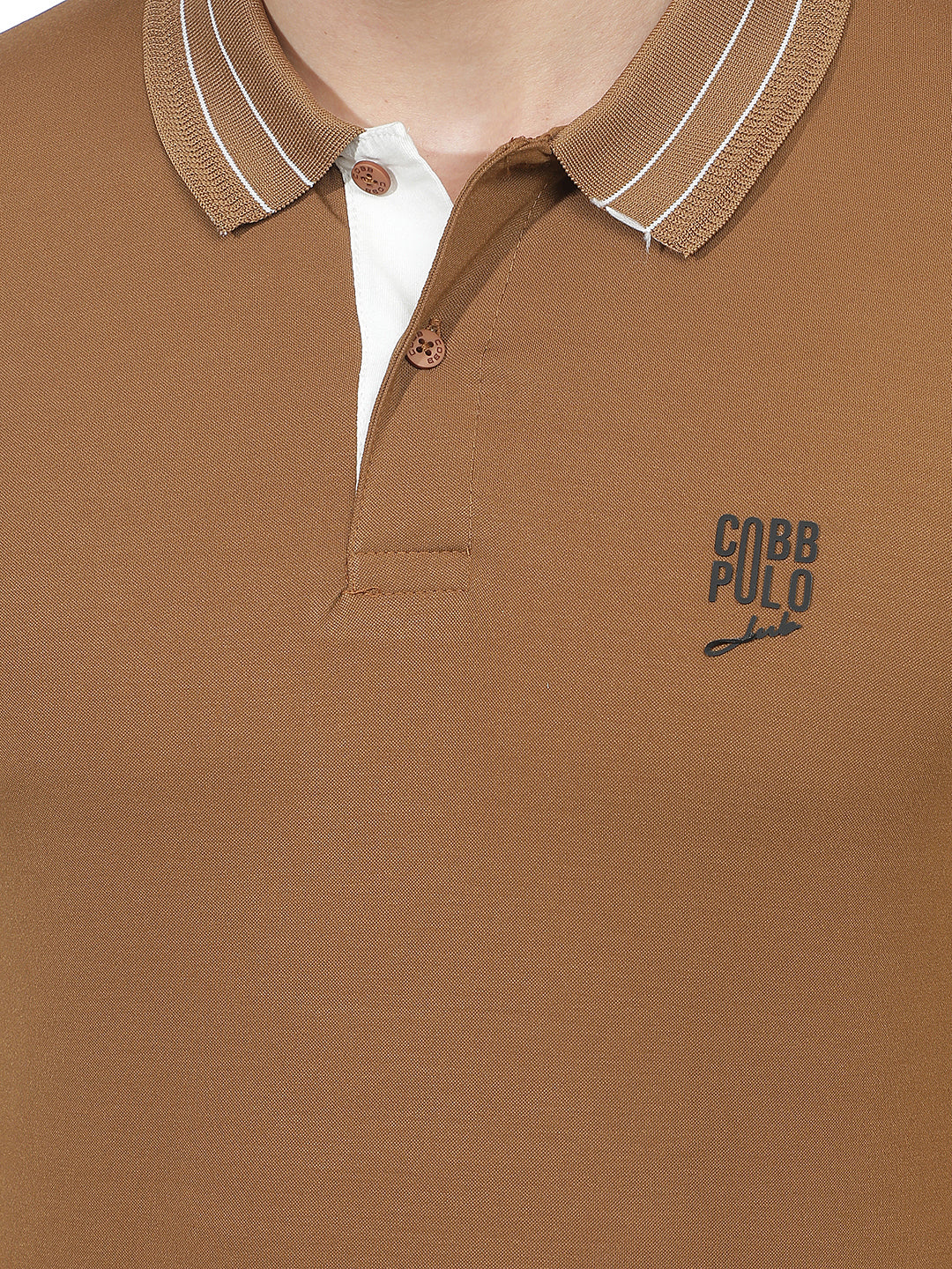 tan solid polo t-shirt