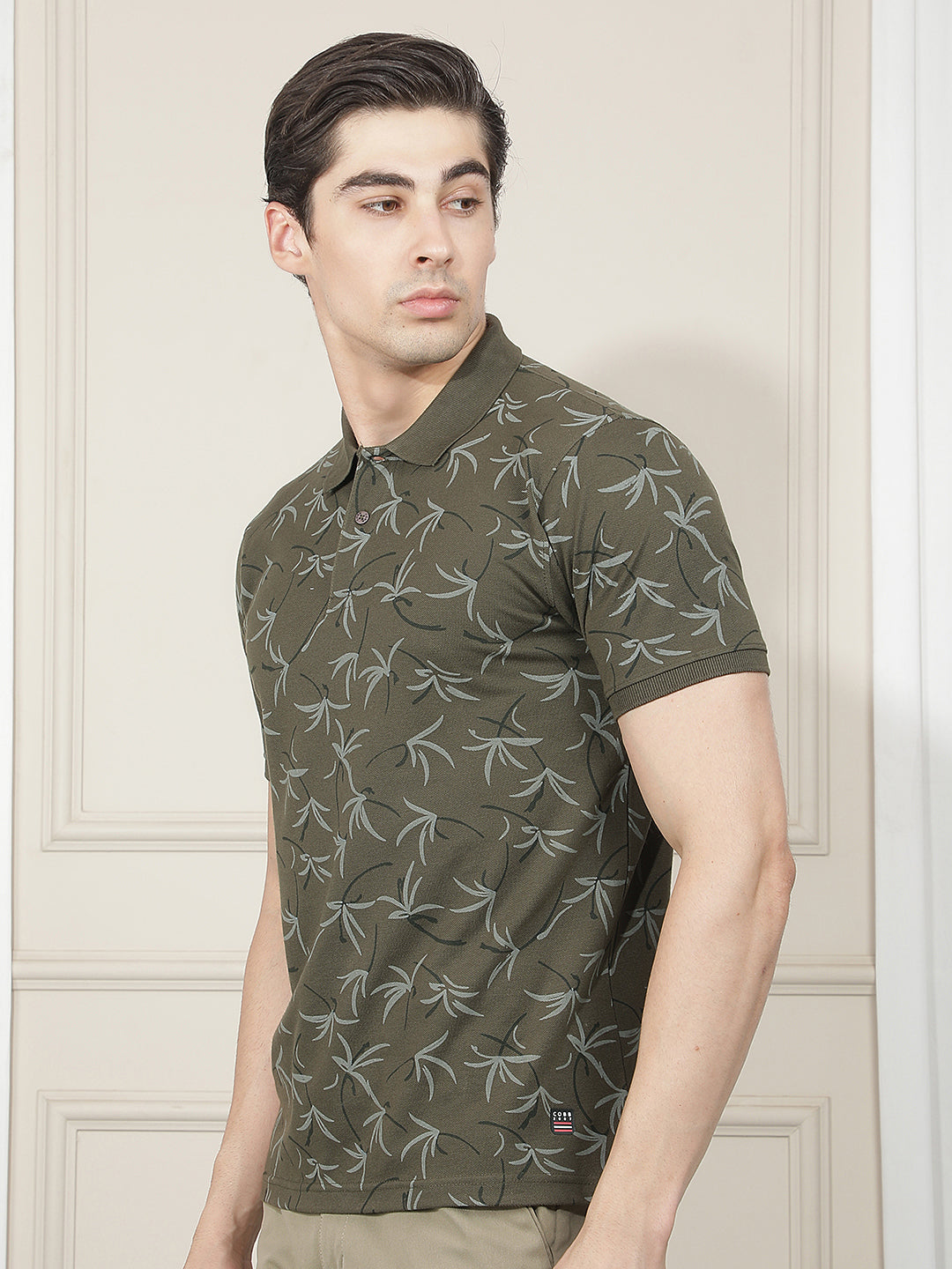 OLIVE PRINTED POLO T-SHIRT