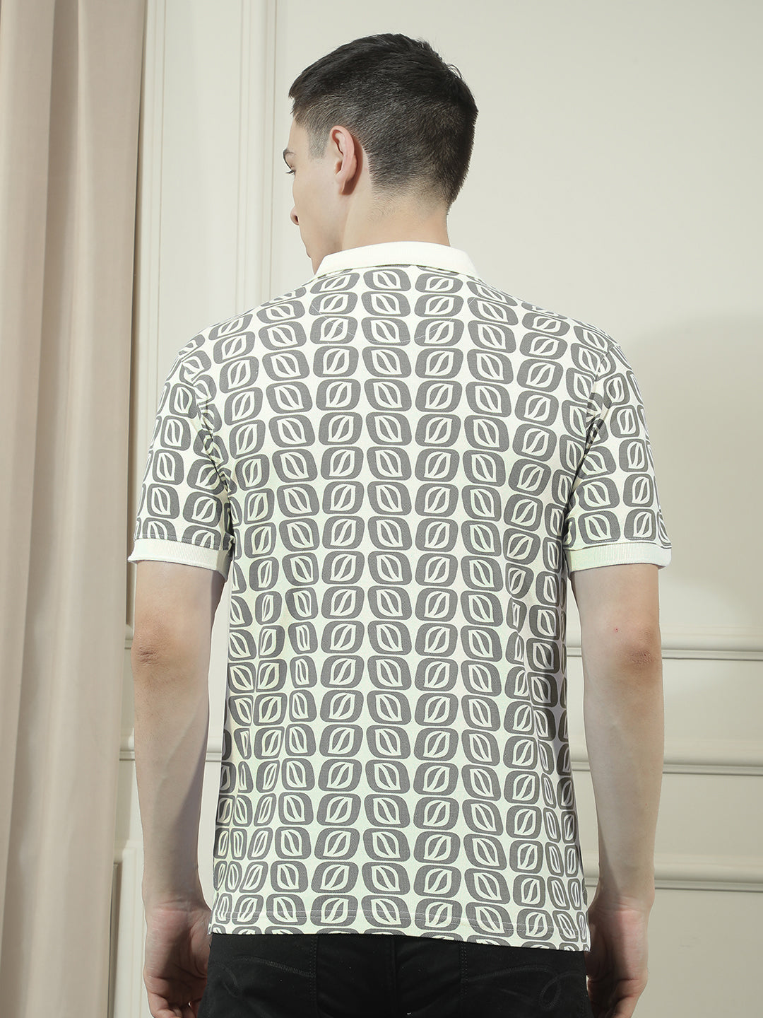 cobb black printed polo neck t-shirt