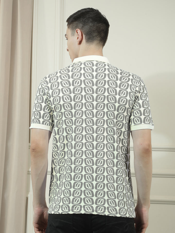 cobb black printed polo neck t-shirt