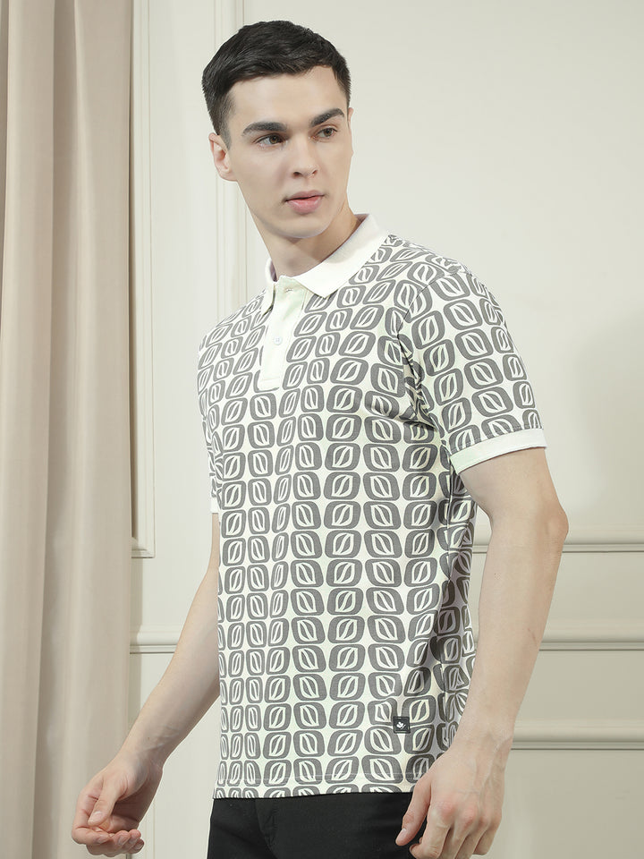 cobb black printed polo neck t-shirt