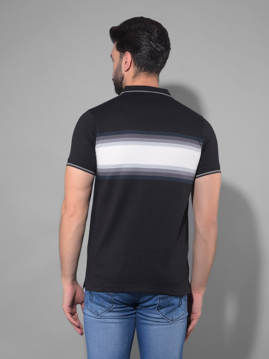 cobb black striped polo neck t-shirt