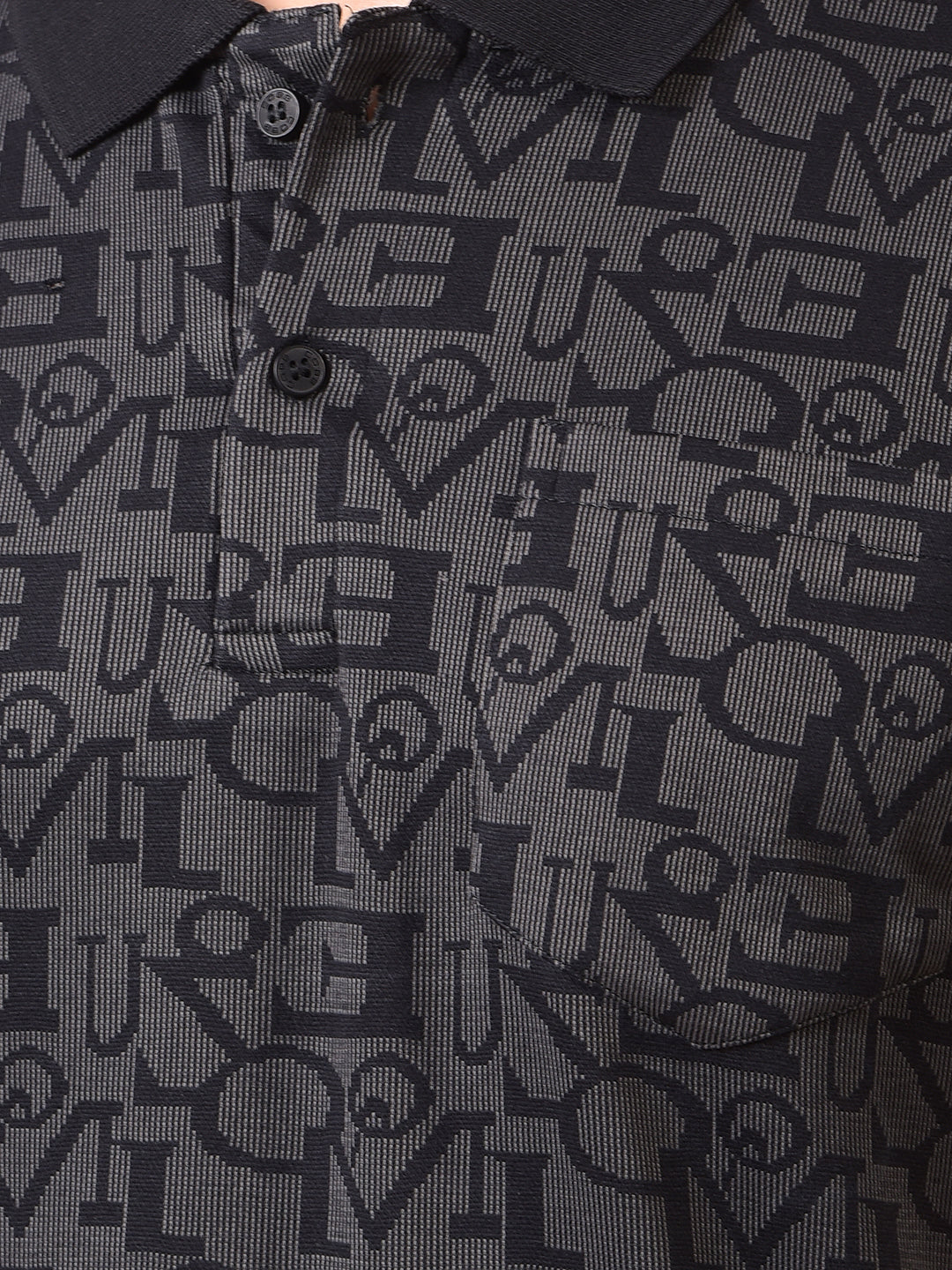 cobb black printed polo neck t-shirt