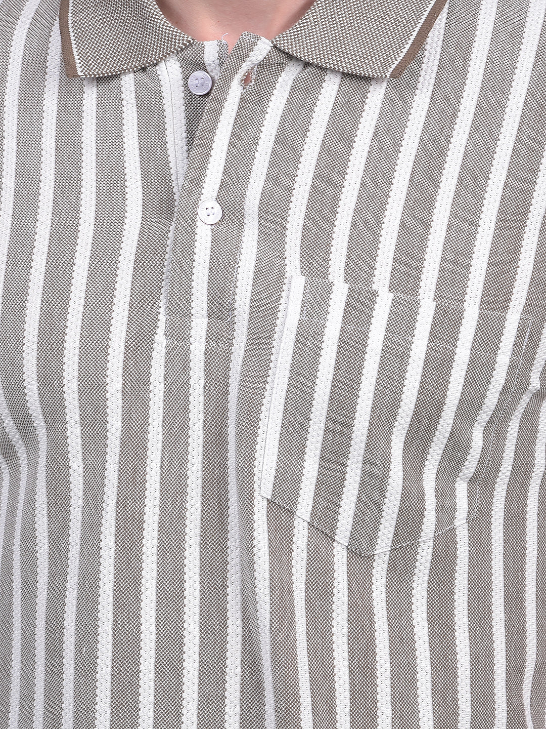 cobb brown striped polo neck t-shirt