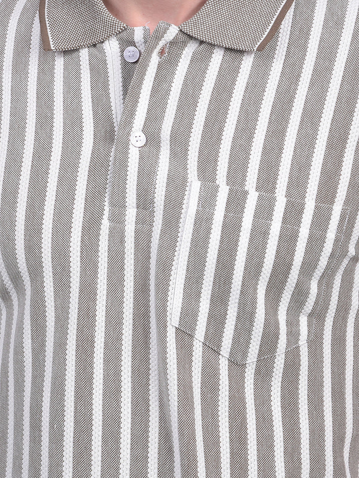 cobb brown striped polo neck t-shirt