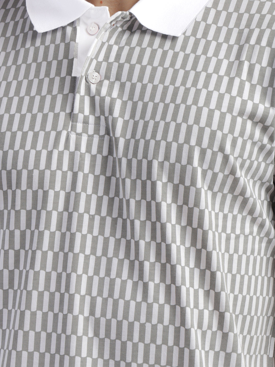 cobb white printed polo neck t-shirt