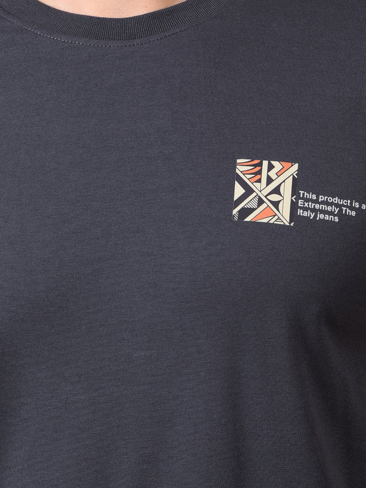cobb dark grey printed round neck t-shirt
