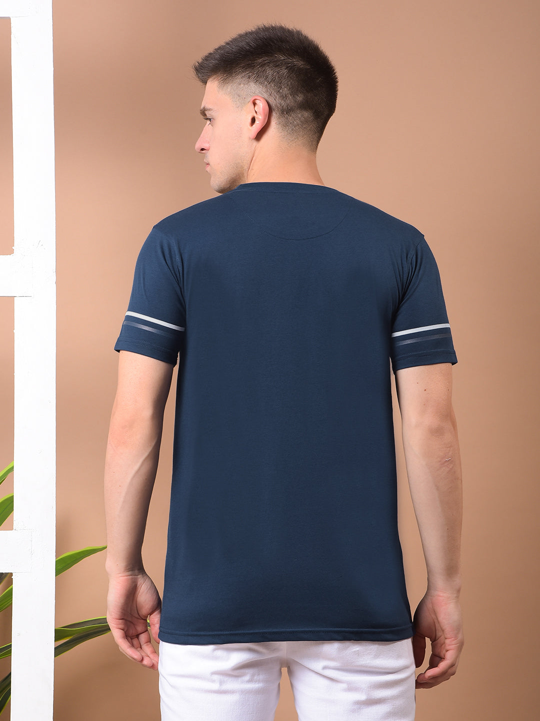 cobb navy blue printed round neck t-shirt