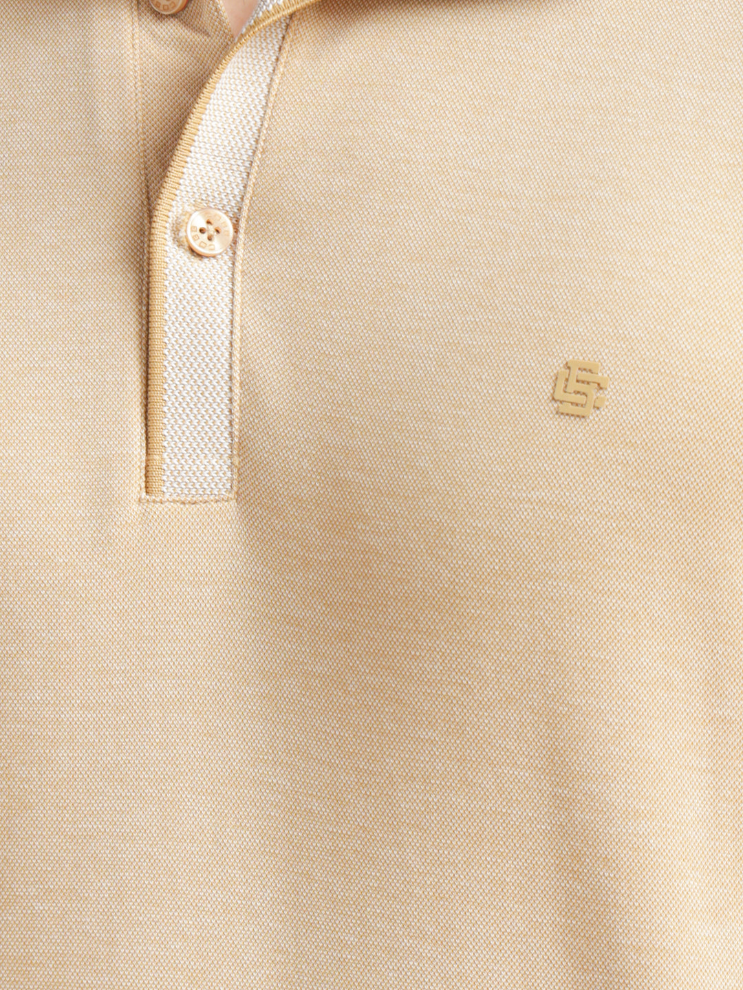 cobb solid beige polo neck t-shirt