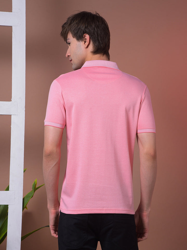 cobb solid pink polo neck t-shirt