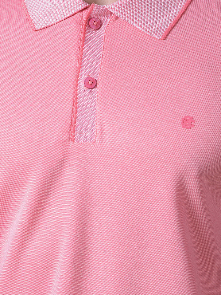 cobb solid pink polo neck t-shirt