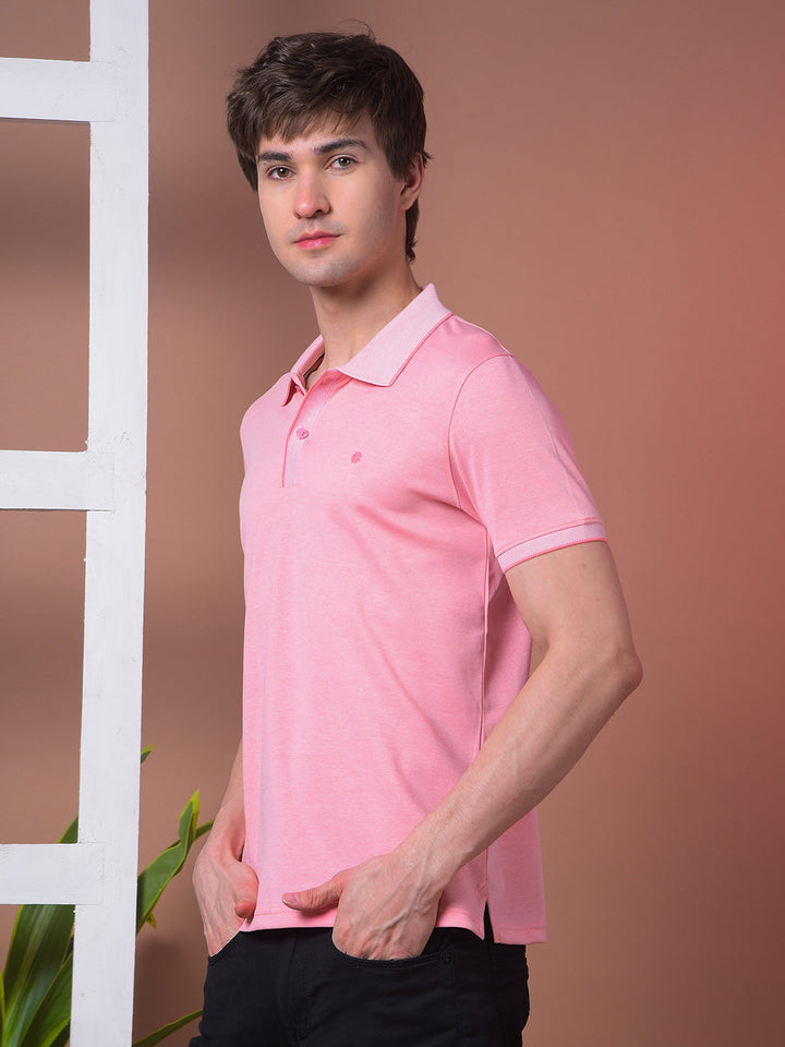 COBB SOLID PINK POLO NECK T-SHIRT