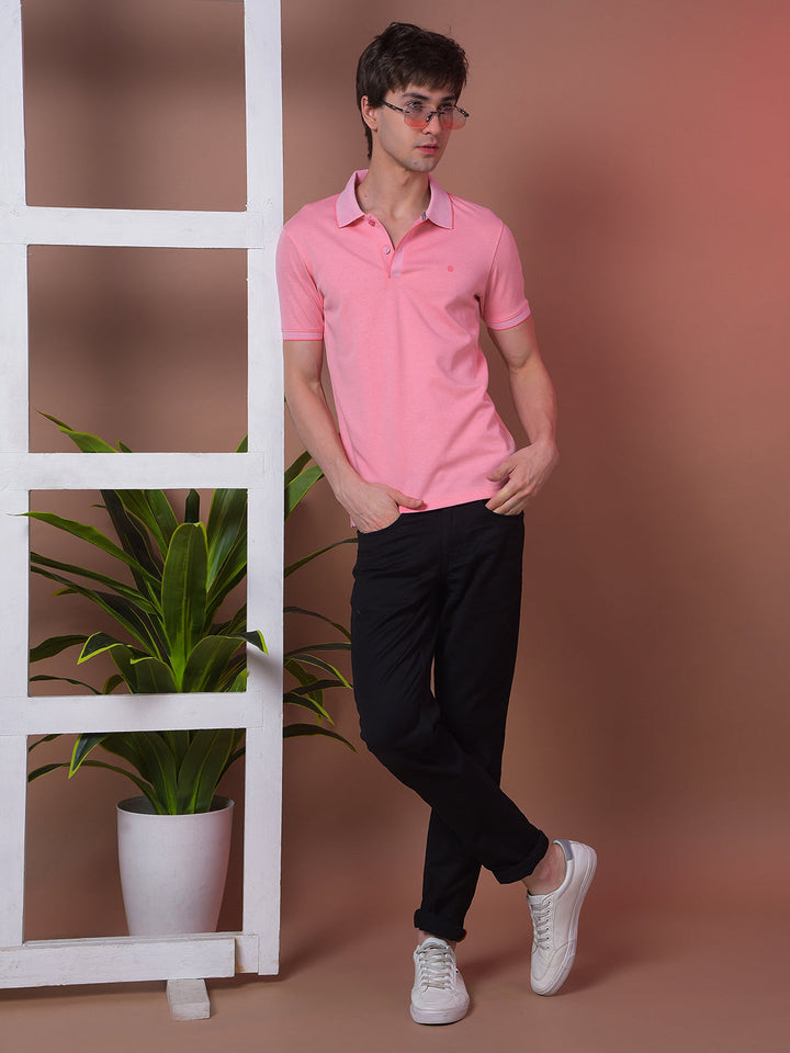 COBB SOLID PINK POLO NECK T-SHIRT