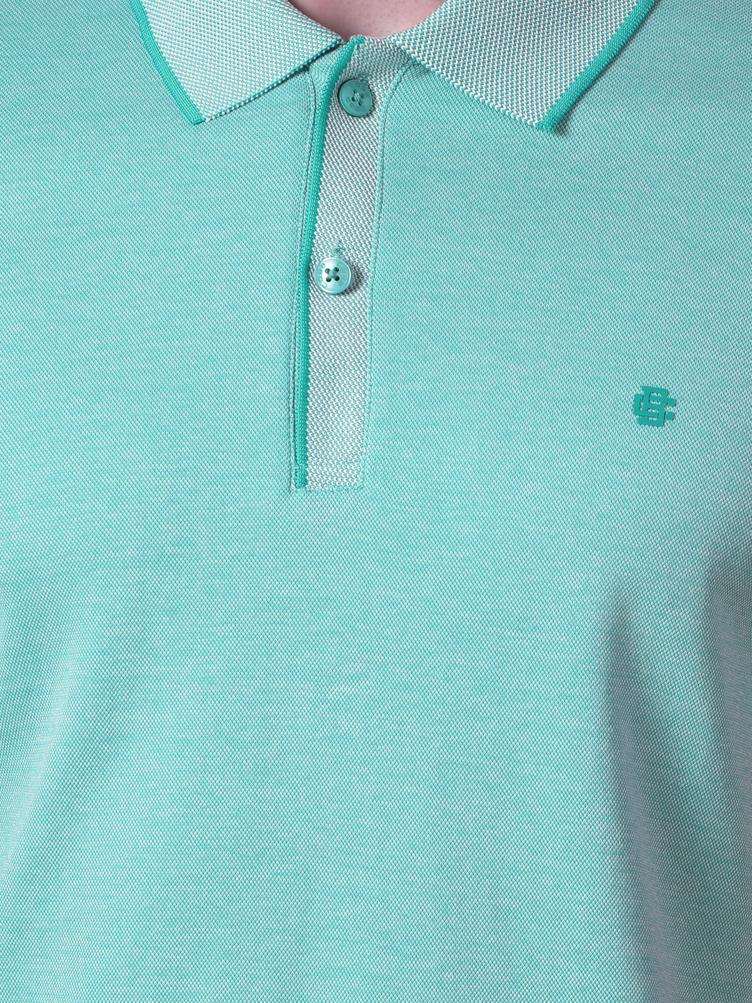 cobb solid sea green polo neck t-shirt