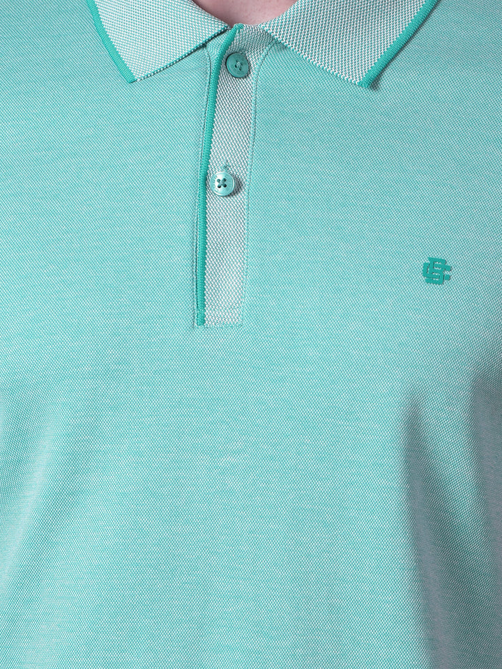 cobb solid sea green polo neck t-shirt