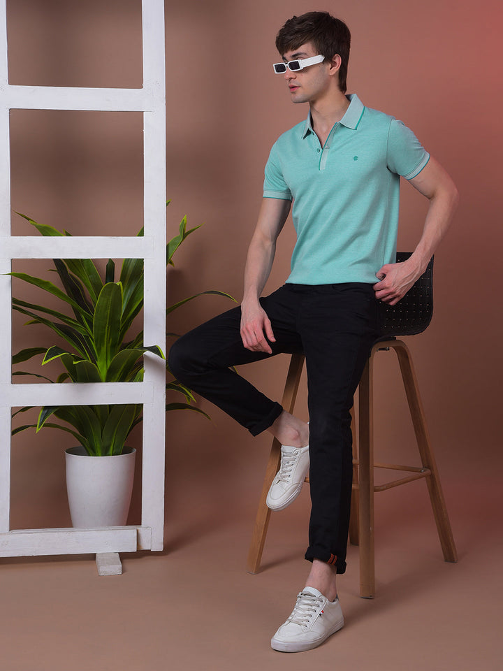 COBB SOLID SEA GREEN POLO NECK T-SHIRT