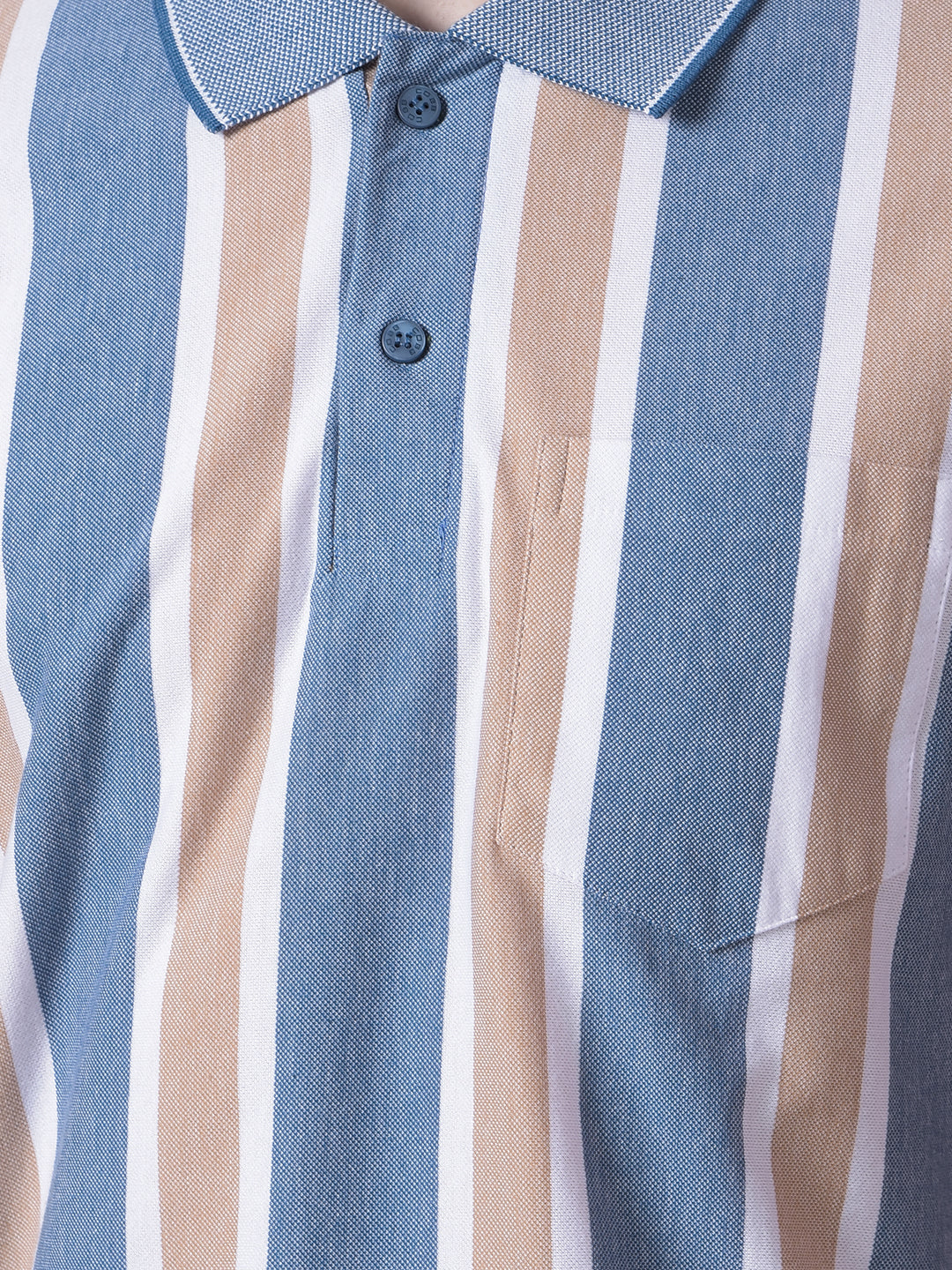 cobb blue striped polo neck t-shirt