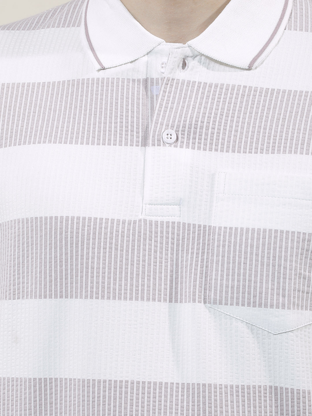 COBB PURPLE STRIPED POLO NECK T-SHIRT