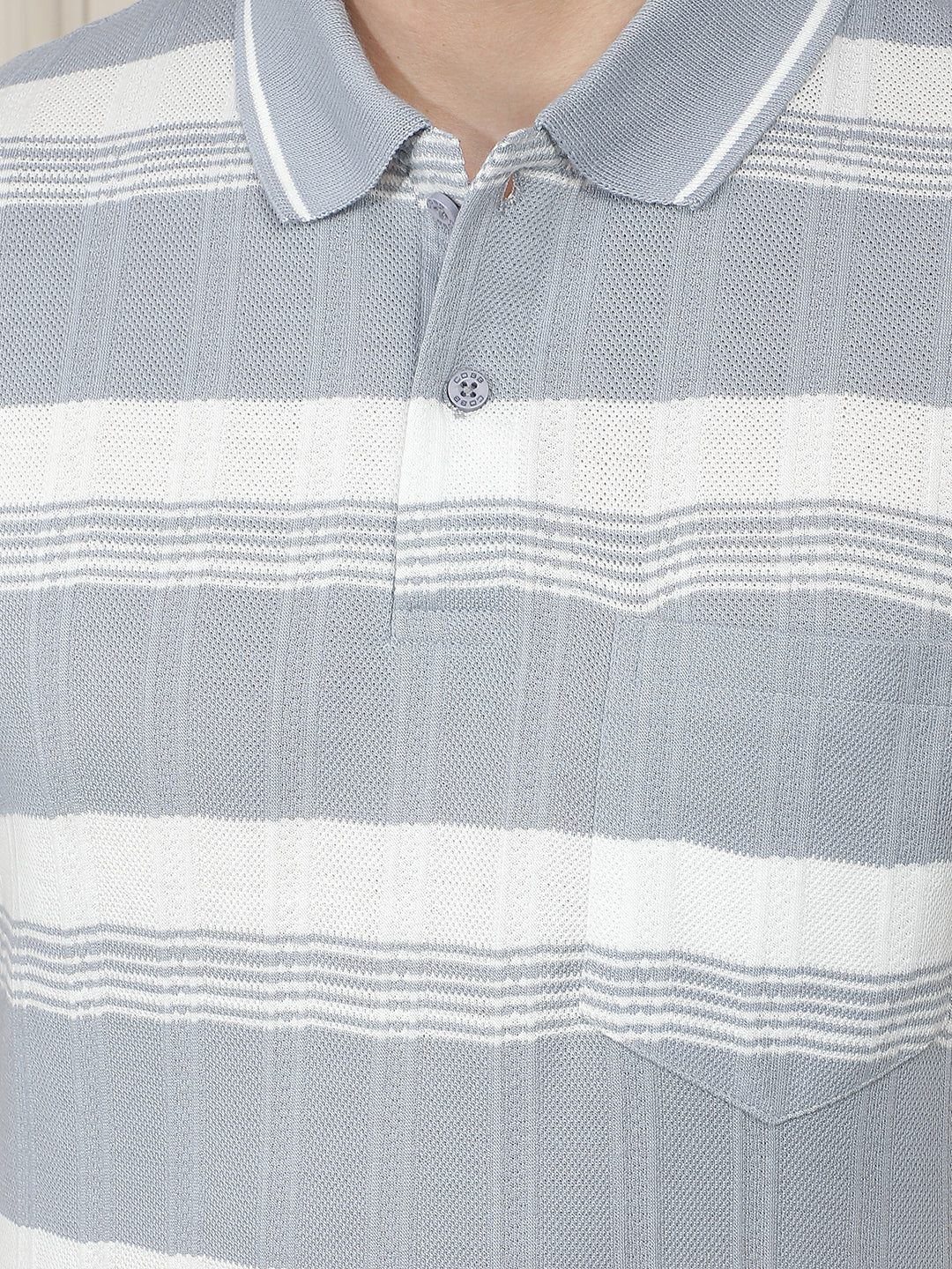slate grey color-block polo t-shirt