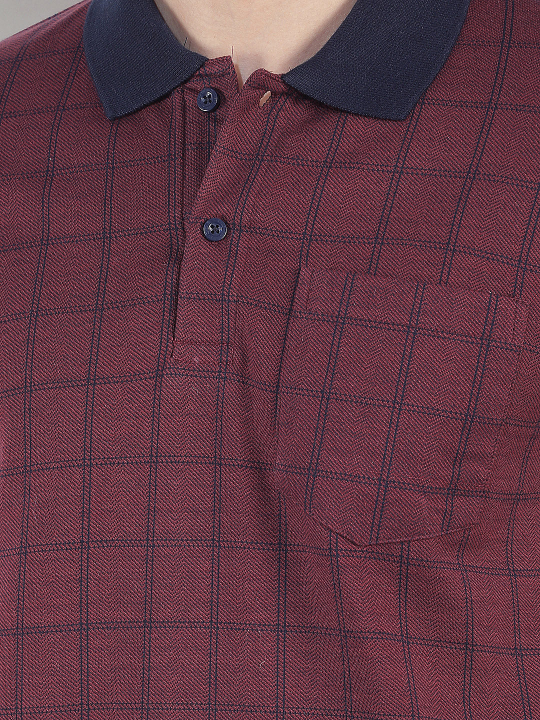 wine checked polo t-shirt