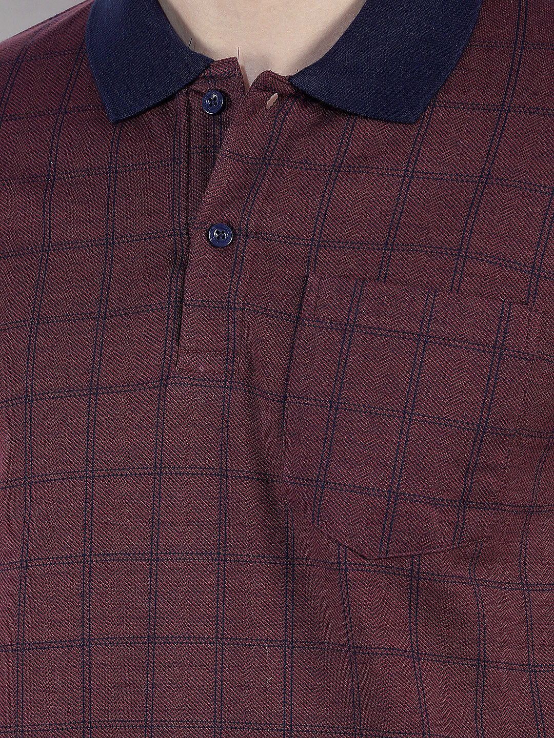 WINE CHECKED POLO T-SHIRT
