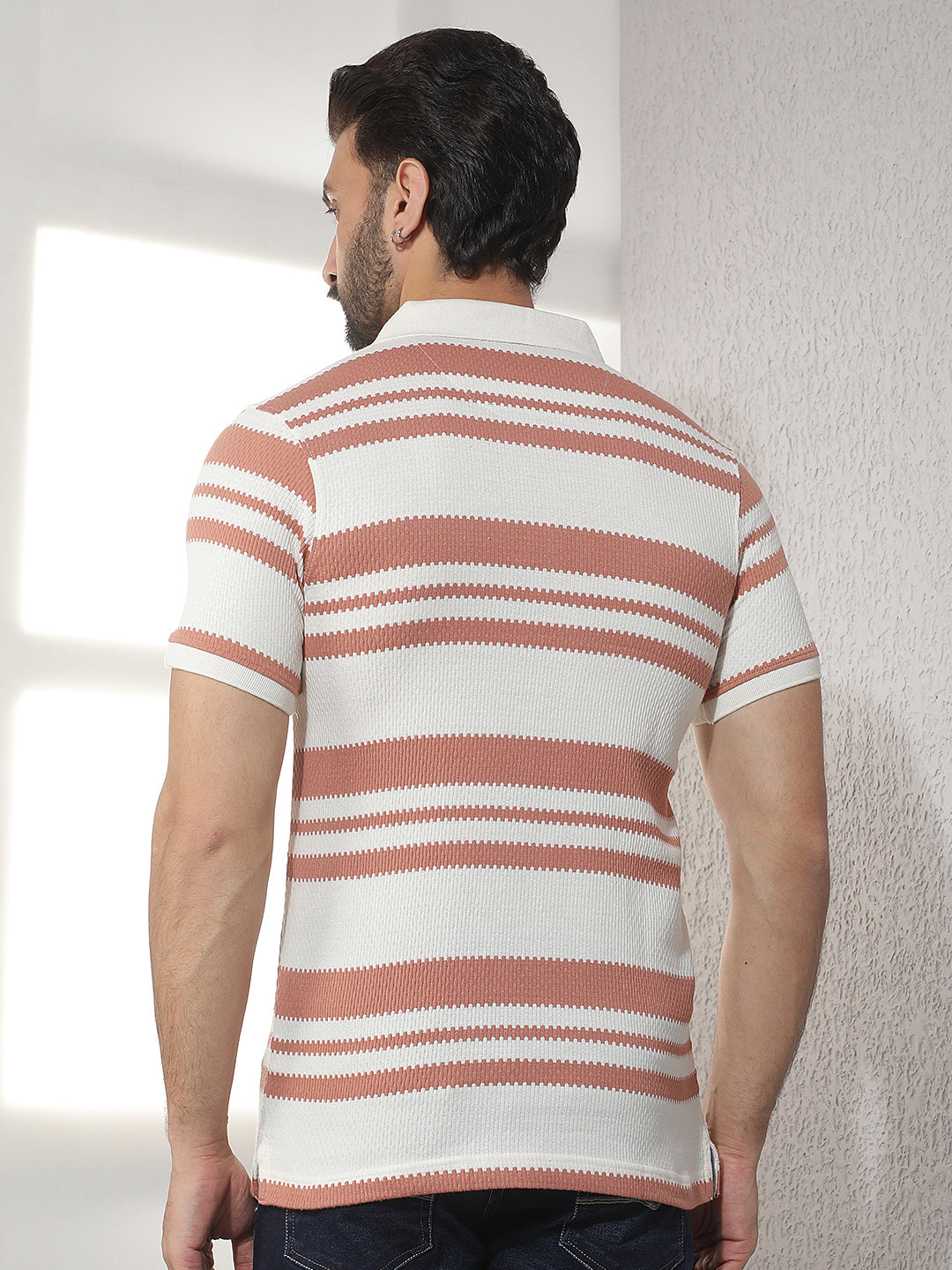 cobb orange striped polo neck t-shirt