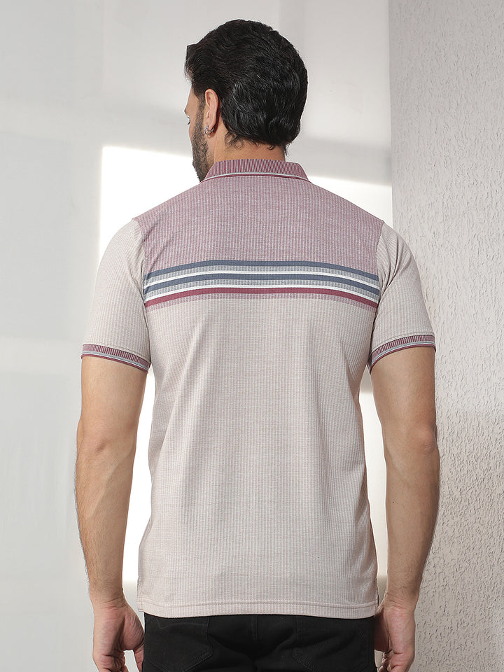 cobb mauve striped polo neck t-shirt
