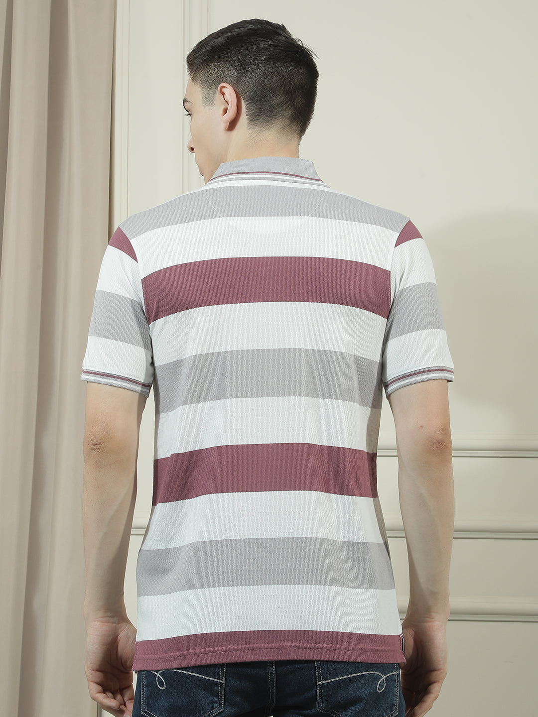 cobb multicolor striped polo neck t-shirt
