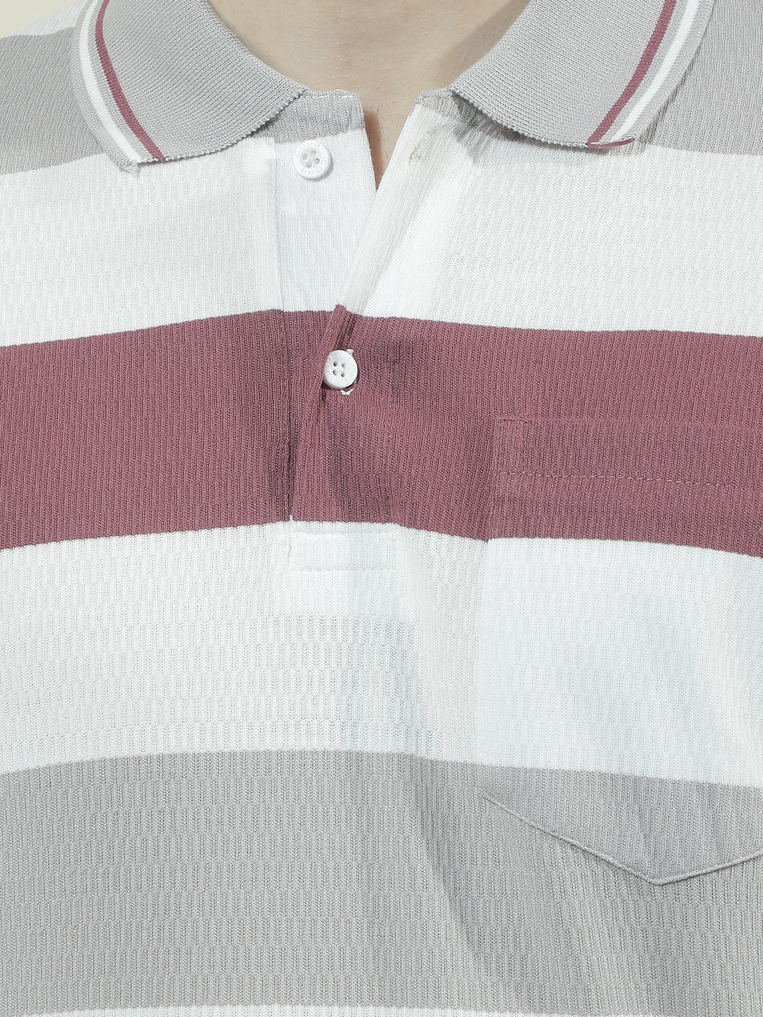 COBB MULTICOLOR STRIPED POLO NECK T-SHIRT
