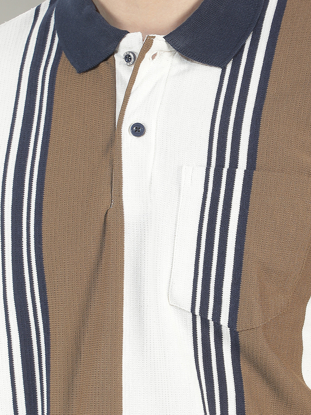 navy color-block polo t-shirt